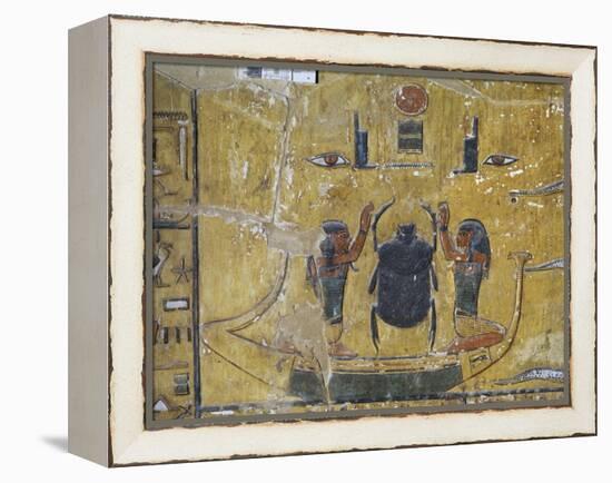 Egypt, Thebes, Luxor, Valley of the Kings, Tomb of Seti I, Mural Painting of Scarab Beetle-null-Framed Premier Image Canvas