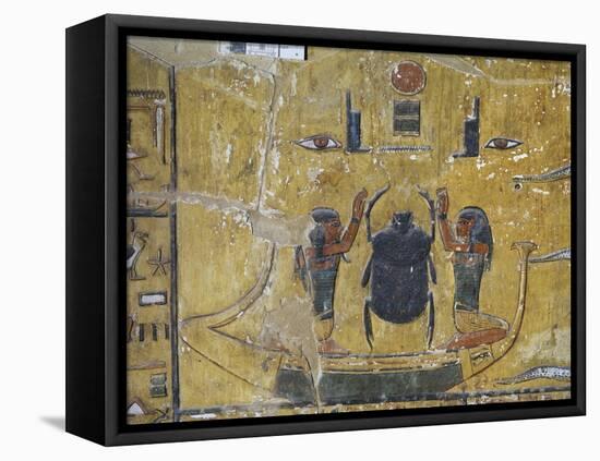 Egypt, Thebes, Luxor, Valley of the Kings, Tomb of Seti I, Mural Painting of Scarab Beetle-null-Framed Premier Image Canvas