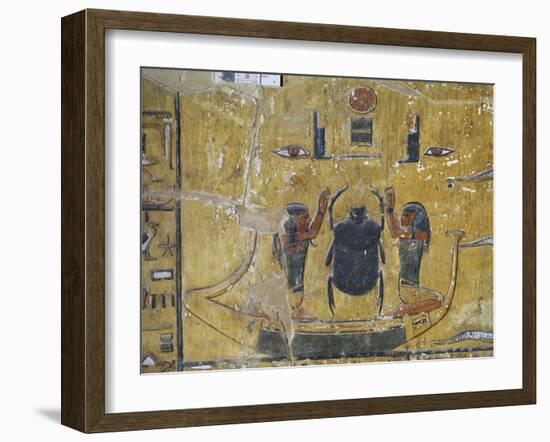 Egypt, Thebes, Luxor, Valley of the Kings, Tomb of Seti I, Mural Painting of Scarab Beetle-null-Framed Giclee Print