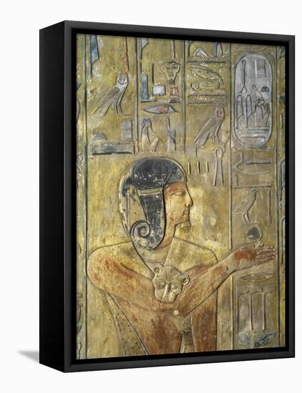 Egypt, Thebes, Luxor, Valley of the Kings, Tomb of Seti I, Relief Depicting Horus in Feline Skin-null-Framed Premier Image Canvas