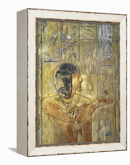 Egypt, Thebes, Luxor, Valley of the Kings, Tomb of Seti I, Relief Depicting Horus in Feline Skin-null-Framed Premier Image Canvas