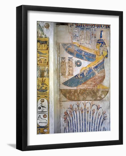 Egypt, Thebes, Luxor, Valley of the Kings, Tomb of Siptah, Mural Painting of Goddess Ma'At-null-Framed Giclee Print