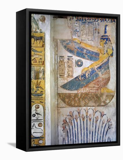 Egypt, Thebes, Luxor, Valley of the Kings, Tomb of Siptah, Mural Painting of Goddess Ma'At-null-Framed Premier Image Canvas