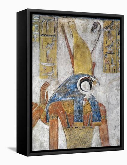 Egypt, Thebes, Luxor, Valley of the Kings, Tomb of Tausert, Mural Painting of Horus-null-Framed Premier Image Canvas