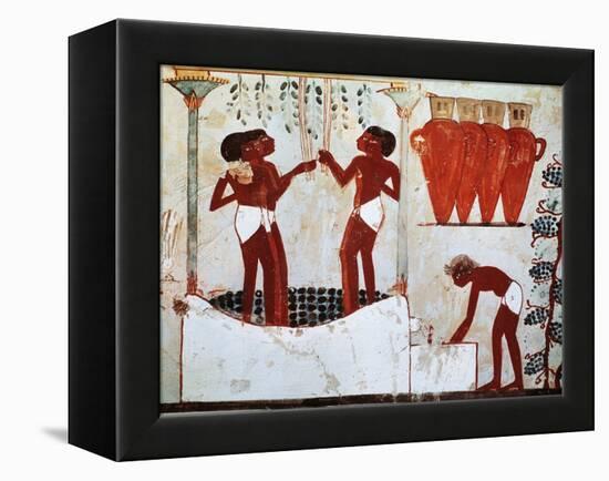 Egypt, Thebes, Sheikh Abd El-Qurnas from Nakht's Tomb, Detail, Grape Picking-null-Framed Premier Image Canvas