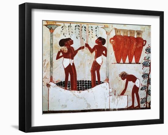 Egypt, Thebes, Sheikh Abd El-Qurnas from Nakht's Tomb, Detail, Grape Picking-null-Framed Giclee Print