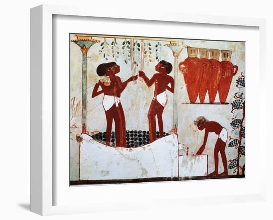 Egypt, Thebes, Sheikh Abd El-Qurnas from Nakht's Tomb, Detail, Grape Picking-null-Framed Giclee Print