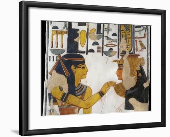 Egypt, Tomb of Nefertari, Mural Painting of Isis and Queen on Pillar in Burial Chamber-null-Framed Giclee Print