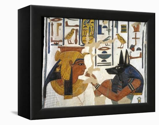 Egypt, Tomb of Nefertari, Mural Painting of Queen before God Anubis in Burial Chamber-null-Framed Premier Image Canvas