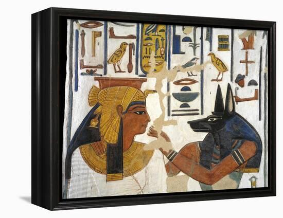 Egypt, Tomb of Nefertari, Mural Painting of Queen before God Anubis in Burial Chamber-null-Framed Premier Image Canvas