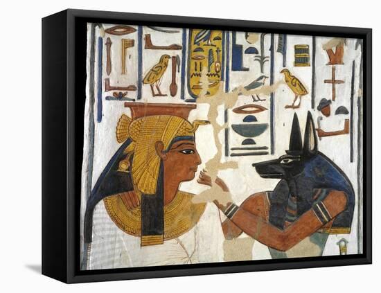 Egypt, Tomb of Nefertari, Mural Painting of Queen before God Anubis in Burial Chamber-null-Framed Premier Image Canvas