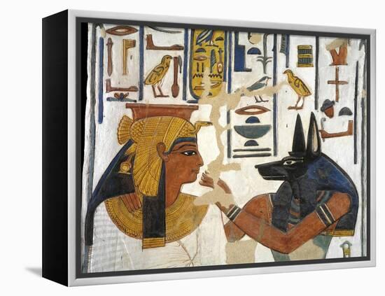 Egypt, Tomb of Nefertari, Mural Painting of Queen before God Anubis in Burial Chamber-null-Framed Premier Image Canvas