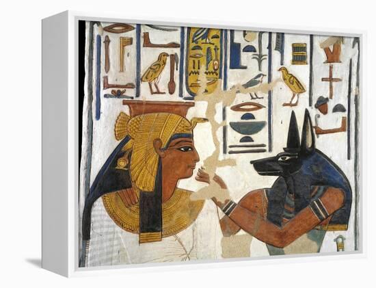 Egypt, Tomb of Nefertari, Mural Painting of Queen before God Anubis in Burial Chamber-null-Framed Premier Image Canvas