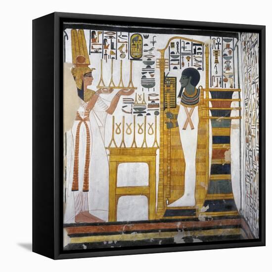 Egypt, Tomb of Nefertari, Mural Paintings, Queen before God Ptah and Osiris Form 'Djed' Pillar-null-Framed Premier Image Canvas