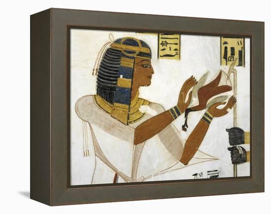 Egypt, Tomb of Prince Mentuherkhepeshef, Mural Painting of Prince Offering Bird, 20th Dynasty-null-Framed Premier Image Canvas