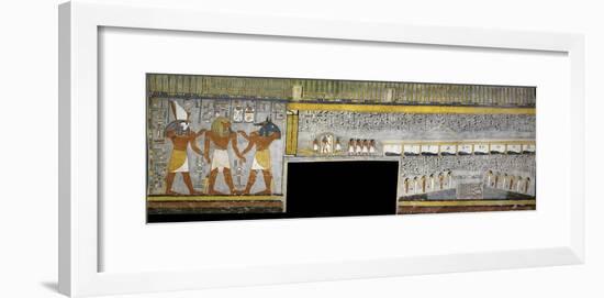 Egypt, Tomb of Ramses I, Mural Painting of Pharaoh Between Harsiesis and Anubis-null-Framed Giclee Print