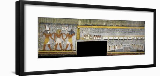 Egypt, Tomb of Ramses I, Mural Painting of Pharaoh Between Harsiesis and Anubis-null-Framed Giclee Print