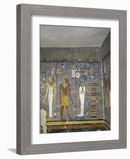 Egypt, Valley of the Kings, Tomb of Ramses I, Mural Painting of Ma'At, Pharaoh and Ptah-null-Framed Giclee Print