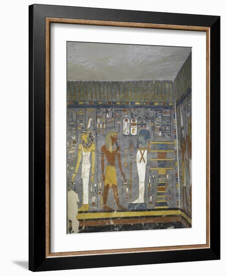 Egypt, Valley of the Kings, Tomb of Ramses I, Mural Painting of Ma'At, Pharaoh and Ptah-null-Framed Giclee Print