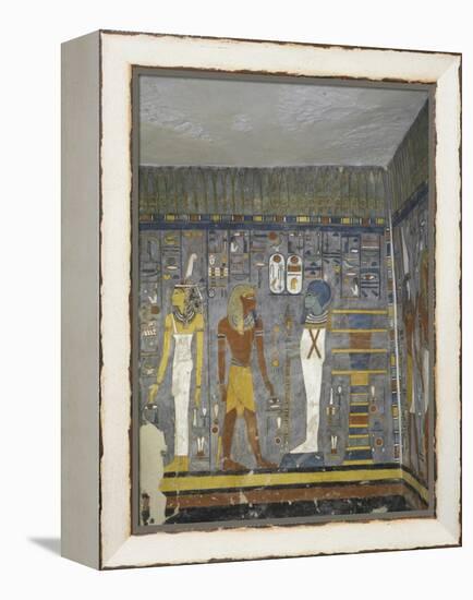 Egypt, Valley of the Kings, Tomb of Ramses I, Mural Painting of Ma'At, Pharaoh and Ptah-null-Framed Premier Image Canvas