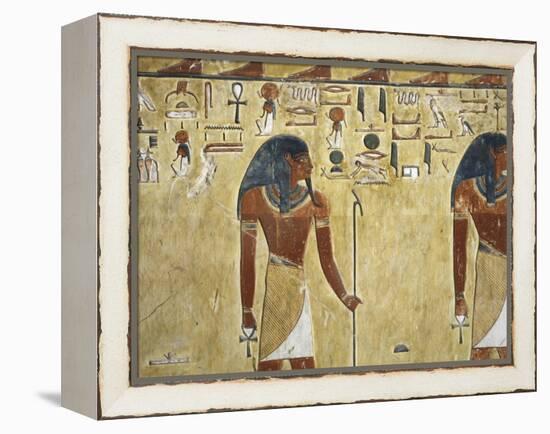 Egypt Valley of the Kings, Tomb of Seti I, Mural Painting of Two Gods, from Nineteenth Dynasty-null-Framed Premier Image Canvas