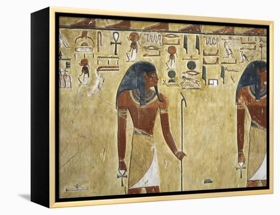 Egypt Valley of the Kings, Tomb of Seti I, Mural Painting of Two Gods, from Nineteenth Dynasty-null-Framed Premier Image Canvas