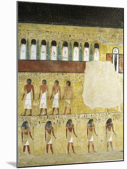 Egypt, Valley of the Kings, Tomb of Seti I, Mural Paintings in Burial Chamber from 19th Dynasty-null-Mounted Giclee Print