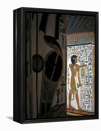 Egypt, Valley of the Queens, Tomb of Nefertari, Burial Chamber, Mural Paintings, 'Iun-Mutef' Horus-null-Framed Premier Image Canvas