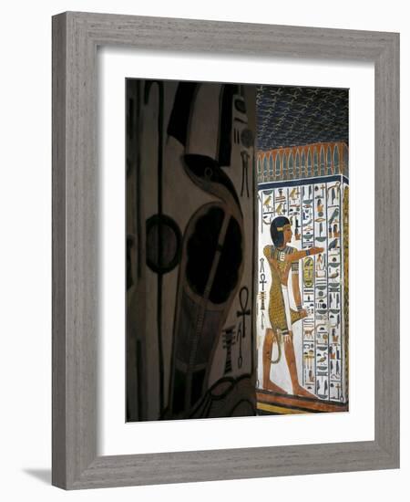 Egypt, Valley of the Queens, Tomb of Nefertari, Burial Chamber, Mural Paintings, 'Iun-Mutef' Horus-null-Framed Giclee Print