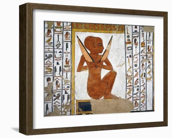 Egypt, Valley of the Queens, Tomb of Nefertari, Mural Painting of Guardian in Burial Chamber-null-Framed Giclee Print
