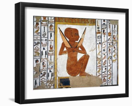 Egypt, Valley of the Queens, Tomb of Nefertari, Mural Painting of Guardian in Burial Chamber-null-Framed Giclee Print