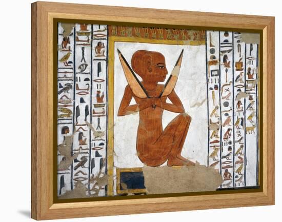 Egypt, Valley of the Queens, Tomb of Nefertari, Mural Painting of Guardian in Burial Chamber-null-Framed Premier Image Canvas