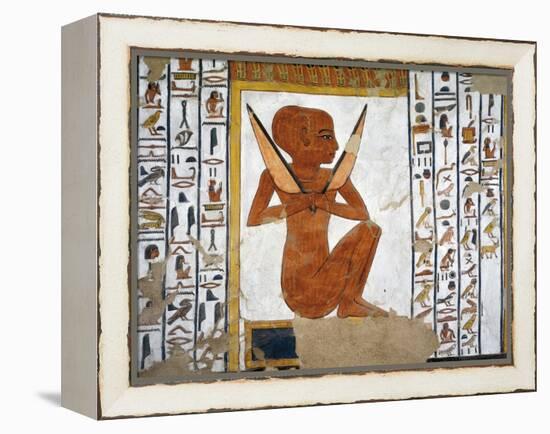 Egypt, Valley of the Queens, Tomb of Nefertari, Mural Painting of Guardian in Burial Chamber-null-Framed Premier Image Canvas