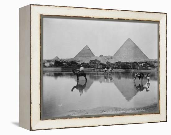 Egypt, Village and pyramids during the flood-time, c.1890-1900-null-Framed Premier Image Canvas