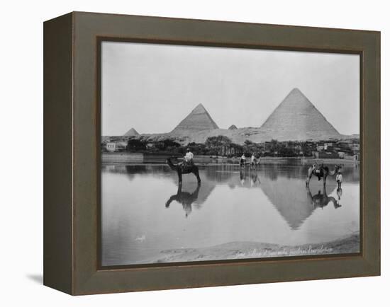 Egypt, Village and pyramids during the flood-time, c.1890-1900-null-Framed Premier Image Canvas