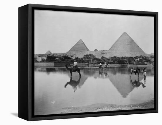 Egypt, Village and pyramids during the flood-time, c.1890-1900-null-Framed Premier Image Canvas