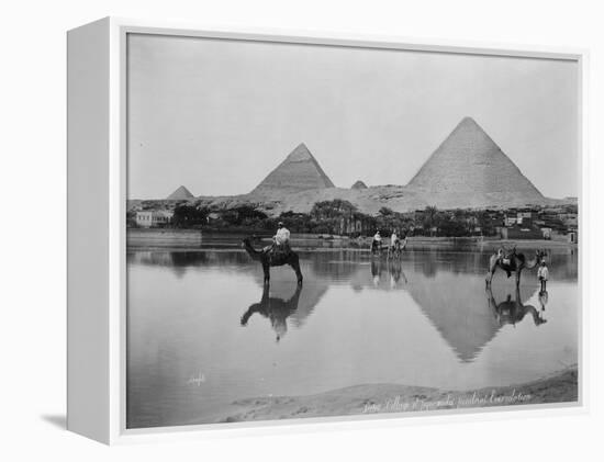 Egypt, Village and pyramids during the flood-time, c.1890-1900-null-Framed Premier Image Canvas