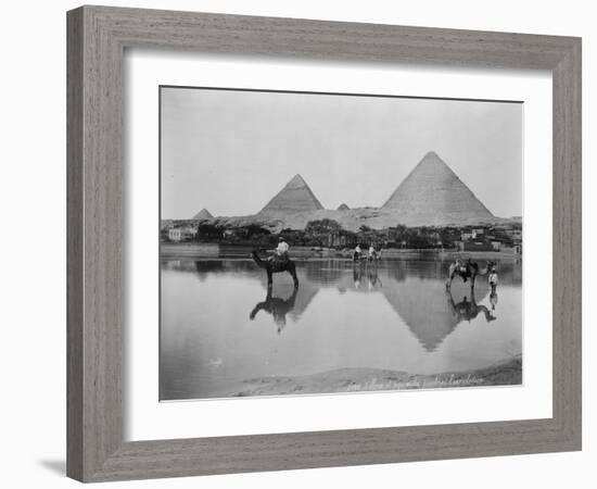 Egypt, Village and pyramids during the flood-time, c.1890-1900-null-Framed Photographic Print