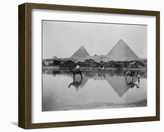 Egypt, Village and pyramids during the flood-time, c.1890-1900-null-Framed Photographic Print