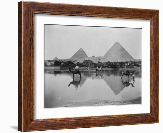 Egypt, Village and pyramids during the flood-time, c.1890-1900-null-Framed Photographic Print