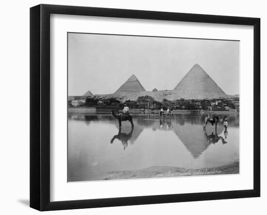 Egypt, Village and pyramids during the flood-time, c.1890-1900-null-Framed Photographic Print