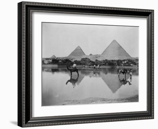 Egypt, Village and pyramids during the flood-time, c.1890-1900-null-Framed Photographic Print