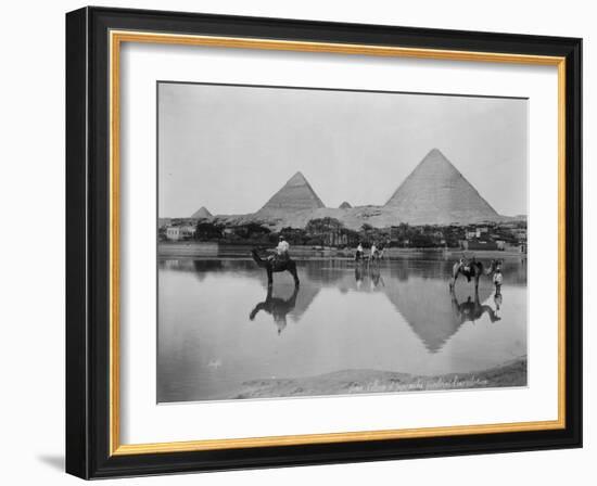 Egypt, Village and pyramids during the flood-time, c.1890-1900-null-Framed Photographic Print