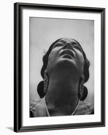 Egyptian Actress Om Kalthoum, While Singing on Cairo's "Voice of Arabs" Radio Show-Howard Sochurek-Framed Premium Photographic Print