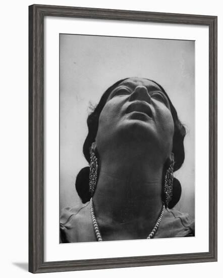 Egyptian Actress Om Kalthoum, While Singing on Cairo's "Voice of Arabs" Radio Show-Howard Sochurek-Framed Premium Photographic Print