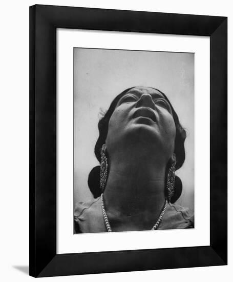 Egyptian Actress Om Kalthoum, While Singing on Cairo's "Voice of Arabs" Radio Show-Howard Sochurek-Framed Premium Photographic Print