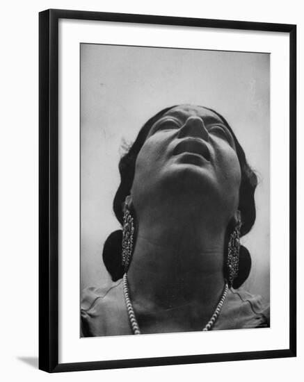 Egyptian Actress Om Kalthoum, While Singing on Cairo's "Voice of Arabs" Radio Show-Howard Sochurek-Framed Premium Photographic Print