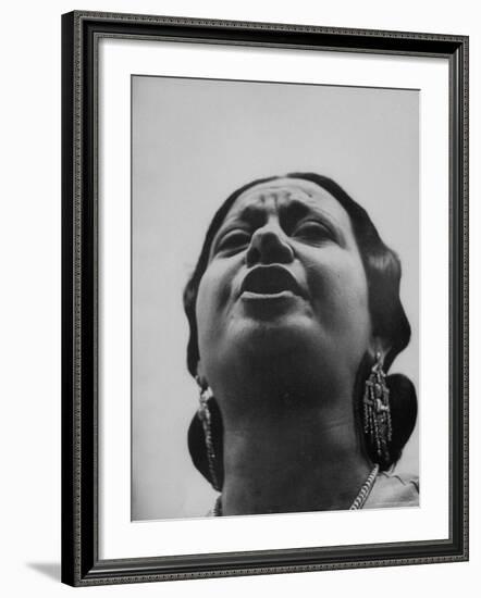 Egyptian Actress Om Kalthoum, While Singing on Cairo's "Voice of Arabs" Radio Show-Howard Sochurek-Framed Premium Photographic Print