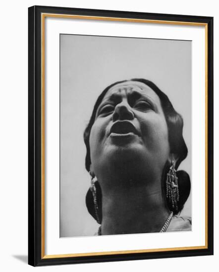 Egyptian Actress Om Kalthoum, While Singing on Cairo's "Voice of Arabs" Radio Show-Howard Sochurek-Framed Premium Photographic Print