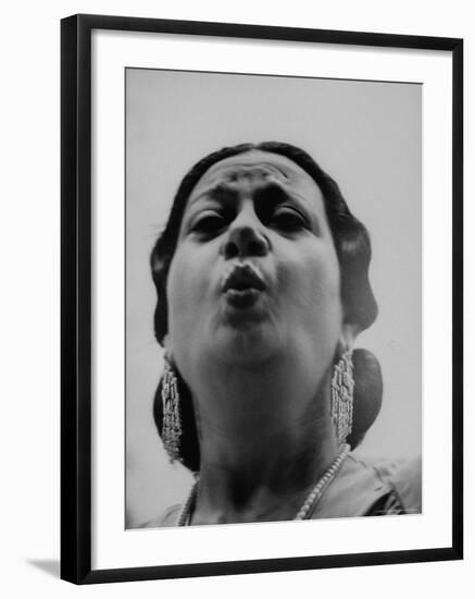 Egyptian Actress Om Kalthoum, While Singing on Cairo's "Voice of Arabs" Radio Show-Howard Sochurek-Framed Premium Photographic Print